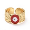 Enamel Evil Eye Open Cuff Ring RJEW-P032-42G-3