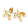 Rack Plating Brass Unicorn Stud Earrings for Women EJEW-A101-01G-1