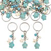 20Pcs Turtle with Starfish Synthetic Turquoise Pendant Keychains KEYC-CP0001-47A-1