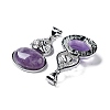 Natural Amethyst Oval Pendants G-A093-02P-02-2