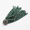 Electroplate Glass Bead Tassel Big Pendants EGLA-P023-3