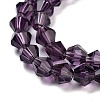 Purple Color Faceted Bicone Glass Beads Strands X-GLAA-S026-6mm-03-2