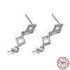 Rhodium Plated 925 Sterling Silver Stud Earring Findings STER-L057-040P-1