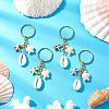 Synthetic Turquoise with Natural Mixed Cowrie Shell Keychain KEYC-JKC01266-1