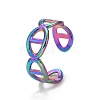 Rainbow Color Ion Plating(IP) 304 Stainless Steel Hollow Open Cuff Ring for Women RJEW-A005-24MC-2