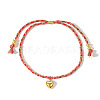 Copper Peach Heart Pendant Handmade Cotton Rope Bracelet Ethnic Jewelry MZ3409-2-1