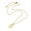 Ion Plating(IP) Rectangle with Initial Letter 304 Stainless Steel Pendant Necklace NJEW-R265-04G-S-3