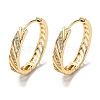 Brass with Clear Cubic Zirconia Hoop Earrings EJEW-B035-19KCG-1