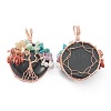 Natural & Synthetic Gemstone Pendants with Rose Gold Brass Findings with Mixed Stone Chips G-J392-01-3
