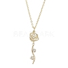 Brass Flower Pendant Necklace NJEW-JN04704-2