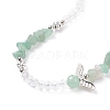 Natural Green Aventurin Chip Beaded Necklace with Wing NJEW-TA00022-02-4