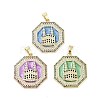 Rack Plating Brass Micro Pave Clear Cubic Zirconia Pendants KK-H474-22G-1