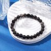 Natural Silver Obsidian Round Beaded Stretch Bracelets BJEW-JB11042-2