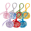 7Pcs 7 Colors 3D Floral Embroidery Satin Drawstring Bags ABAG-PH0001-88-1