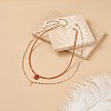 2Pcs 2 Style Natural Red Jasper Teardrop & Brass Initial Letter A Pendants Necklaces Set NJEW-JN04045-2