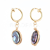 Natural Abalone Shell/Paua Shell Clip-on Hoop Earrings EJEW-JE04130-02-2