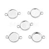 Flat Round 304 Stainless Steel Cabochon Connector Settings X-STAS-E079-02-1