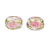 Flower Printed Transparent Acrylic Rondelle Beads TACR-S160-01-D04-2