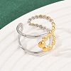 304 Stainless Steel Double Color Cuff Rings RJEW-S635-01GP-16-3