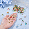 50Pcs 10 Colors Rose Flower Transparent Glass Pendants PALLOY-HS00017-3
