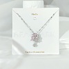 304 Stainless Steel Pave Pink and Clear Cubic Zirconia Pendant Necklaces FS-WGACF2A-01-1