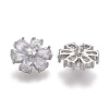 Brass Micro Pave Clear Cubic Zirconia Shank Buttons KK-H738-25P-2