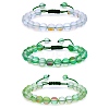 3Pcs Round Synthetic Moonstone Braided Bead Bracelets BJEW-SW00061-04-1