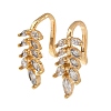 Leaf Brass Micro Pave Clear Cubic Zirconia Cuff Earrings EJEW-F384-20G-3
