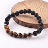 Natural Lava Rock Beaded Stretch Bracelets BJEW-JB02184-03-1