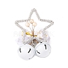 Christmas Plastic Star with Bell Pendant Decorations AJEW-S088-01C-2