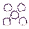 5Pcs 5 Style Natural Amethyst Chips Stretch Bracelets Set BJEW-JB09551-01-1