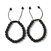 8mm Round Natural Lava Rock Braided Bead Bracelets X-BJEW-C067-01B-09-1