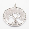 Tree of Life Natural Quartz Crystal Brass Wire Wrapped Big Pendants KK-L136-01G-NR-1