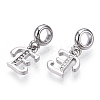 Platinum Rack Plating Alloy Rhinestone European Dangle Charms PALLOY-T048-36P-E-2