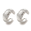 Rack Plating Brass Micro Pave Clear Cubic Zirconia Textured Ring Cuff Earrings for Women EJEW-P280-11P-1