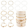 2 Bags Summer Beach Glass Seed Beaded & Natural Shell & Alloy Starfish Charm Anklet Sets AJEW-TA0003-69F-1