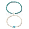 2Pcs Synthetic Turquoise Beads Stretch Bracelets for Women Men BJEW-JB11293-2
