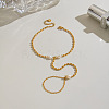 Natural Freshwater Pearl 304 Stainless Steel Rice Bead Hand Chain Ring Bracelets for Women PW2633-4