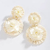 Bohemian Cloth & Raffia Dangle Stud Earrings WGE9CA1-03-1