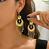 Vintage Ethnic Moon with Round Tassel Brass Chandelier Earrings QG5305-1-2