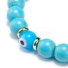 Synthetic Turquoise & Lampwork Evil Eye Round Beaded Stretch Bracelet BJEW-JB08713-02-4