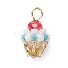 Glass Seed Beaded Cupcake Pendants PALLOY-MZ00581-2