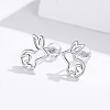 Rhodium Plated 925 Sterling Silver Bunny Stud Earrings EJEW-FF0009-08P-2