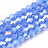 Opaque Solid Color Electroplate Glass Beads Strands EGLA-A039-P2mm-B19-1