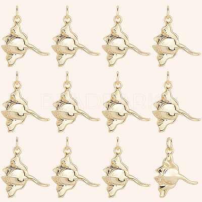 12Pcs Manta Ray Brass Pendants KK-BBC0019-77-1