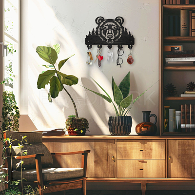 Wood & Iron Wall Mounted Hangers HJEW-WH0055-097-1