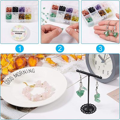 Natural Gemstone and Glass Chip Beads Sets G-NB0001-51-1