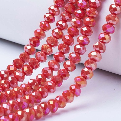 Electroplate Glass Beads Strands EGLA-A044-P4mm-B22-1