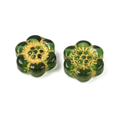 Baking Paint and Golden Metal Enlaced Glass Beads DGLA-T004-10J-1