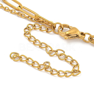 304 Stainless Steel Bowknot Pendant Necklaces NJEW-L182-001G-06-1